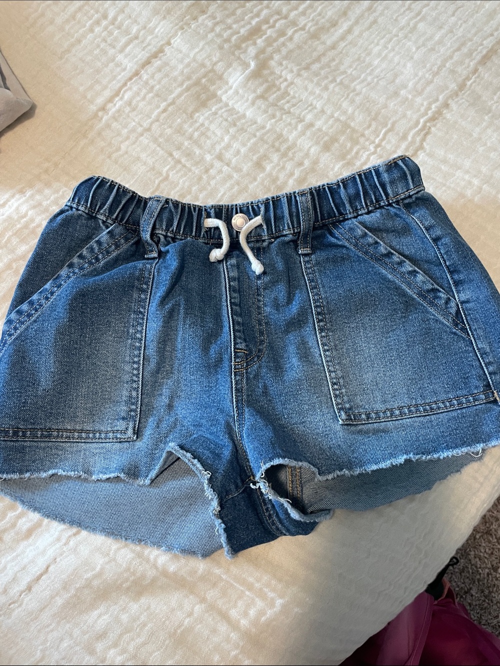No Boundaries Dark Blue Denim Tie-Waist Jean Shorts